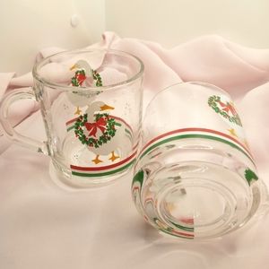 Set of 2 Libbey Christmas Goose Glass Mugs